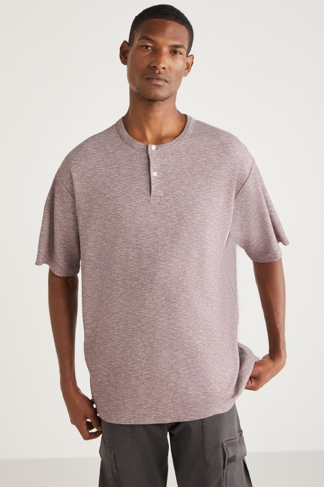 ANDREJ Basic Relaxed Mor Tekli T-Shirt