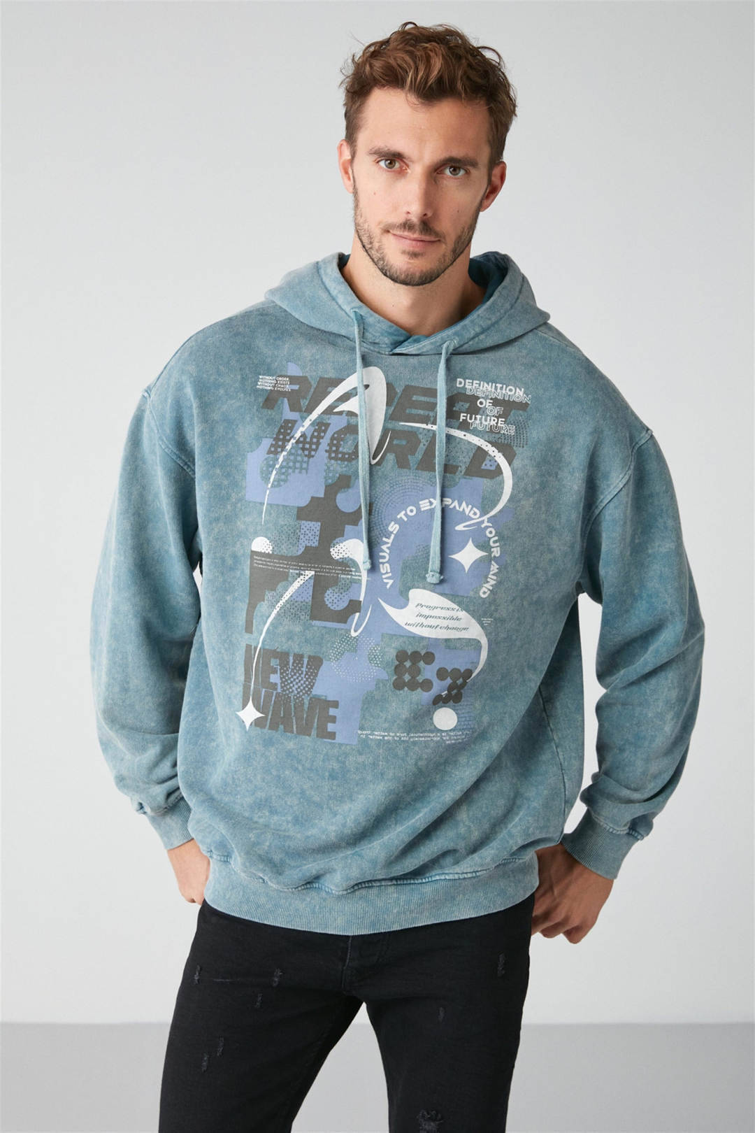 ANTIQUE Örme Relaxed Mavi  Sweatshirt