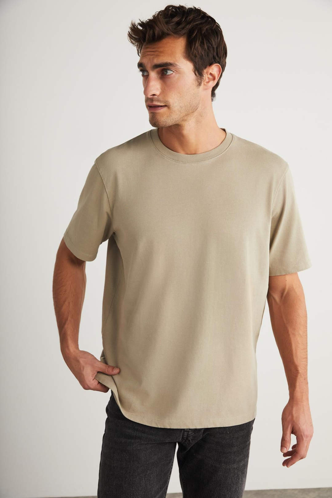 BLAS Basic Oversize Bej Tekli T-Shirt