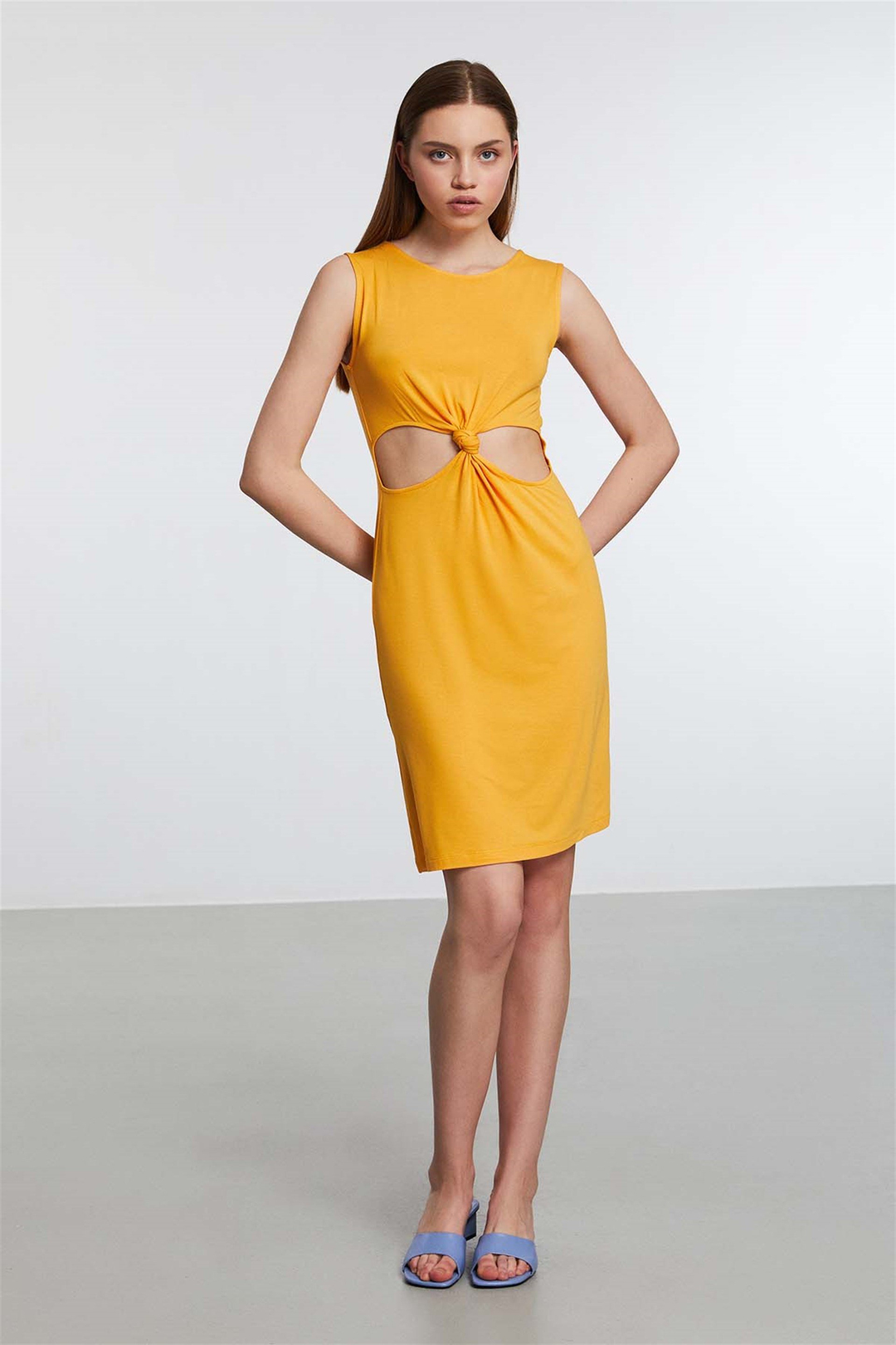 BRAZIL Örme Bodycon Safran Sarı  Elbise