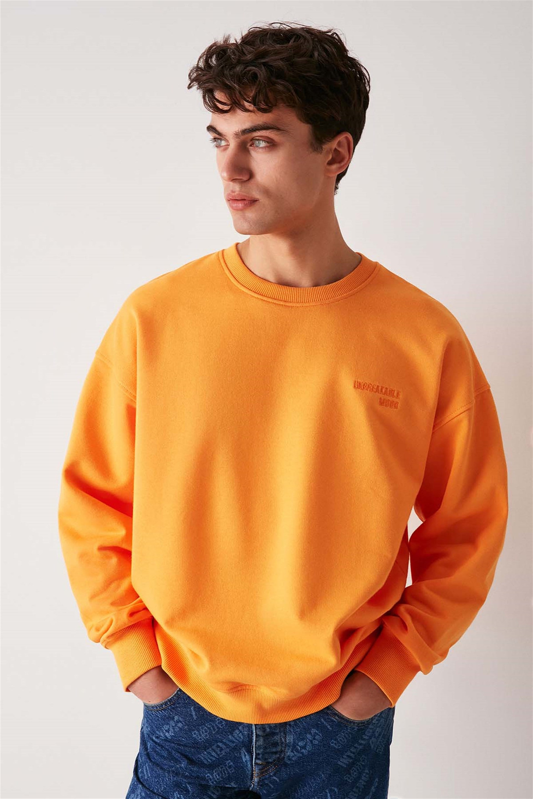 BRİGHT Örme Oversize Turuncu  Sweatshirt