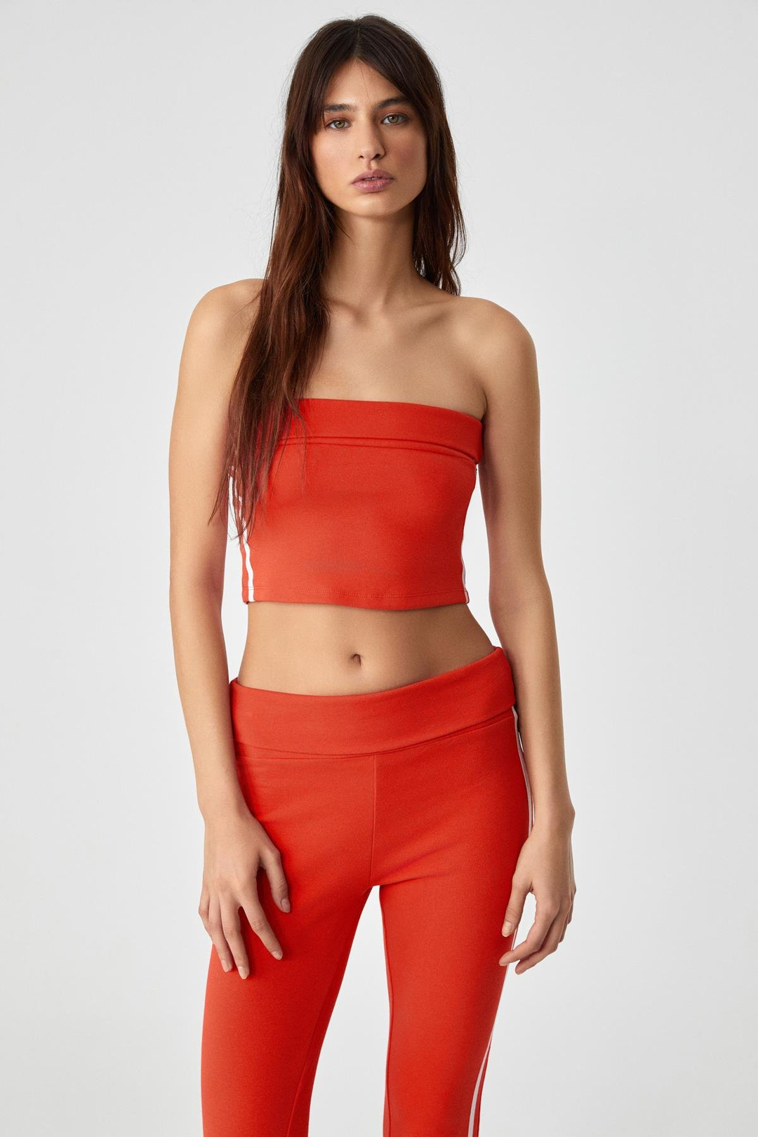 BURGE Kadın Yakasız Kolsuz Slim Şeritli Kırmızı Büstiyer