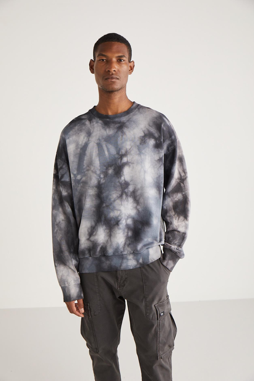 BYRON  Oversize Antrasit Tekli Sweatshirt