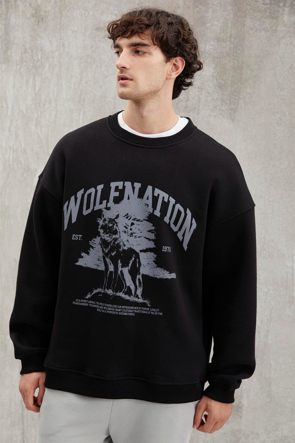 CARSTEN  Oversize Siyah Tekli Sweatshirt