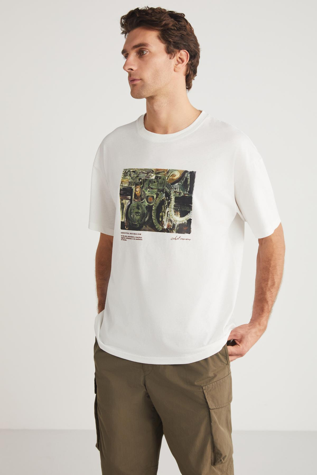 CASTIEL  Relaxed Beyaz Tekli T-Shirt