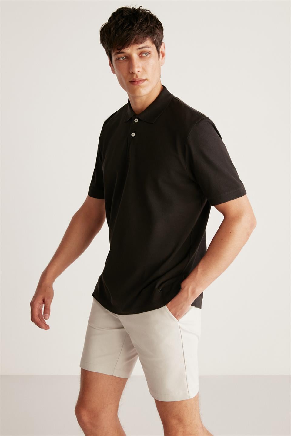 CHRIS Örme Regular Siyah Tekli Polo Yaka T-shirt