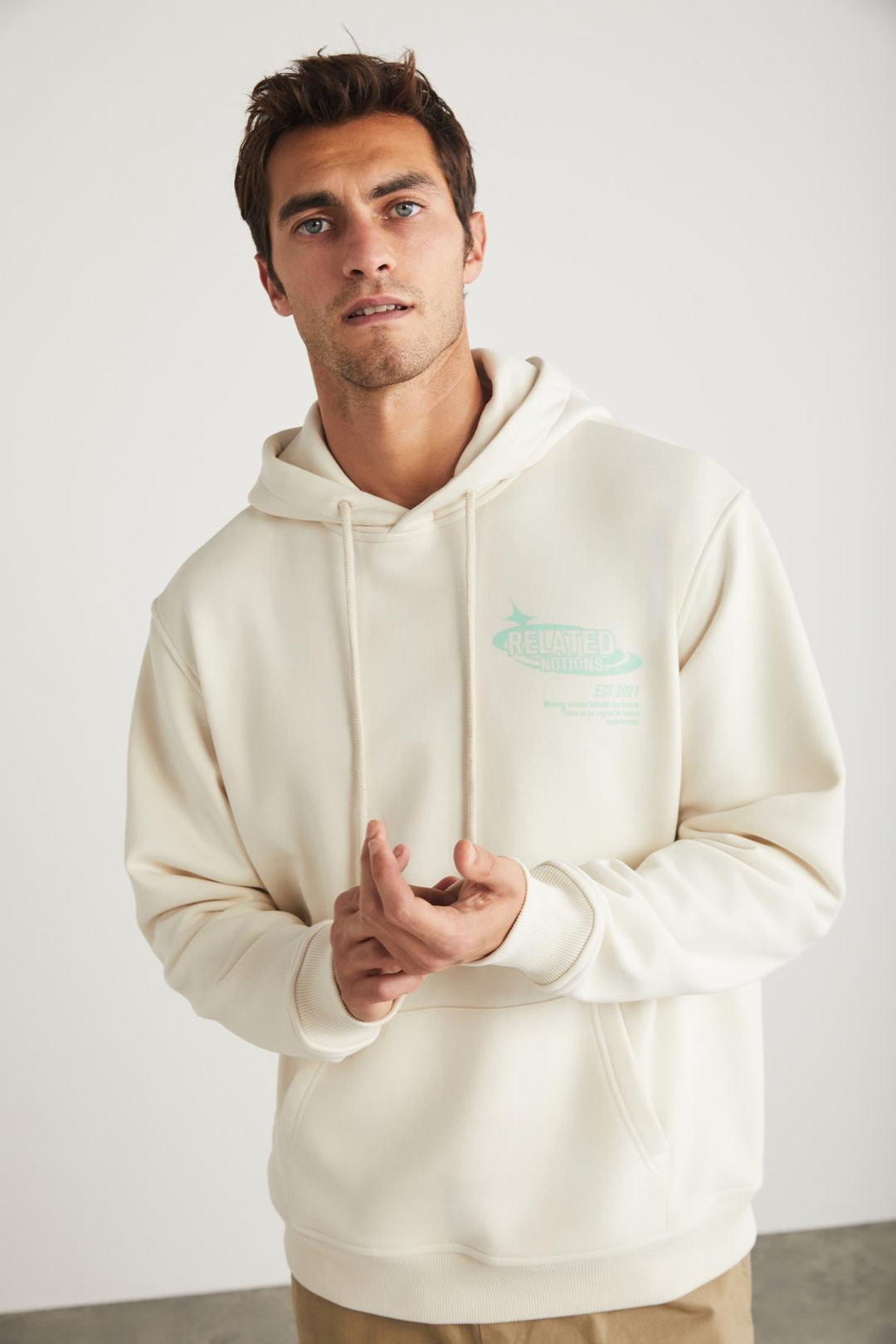 CLAUDE Basic Oversize Taş Rengi Tekli Sweatshirt