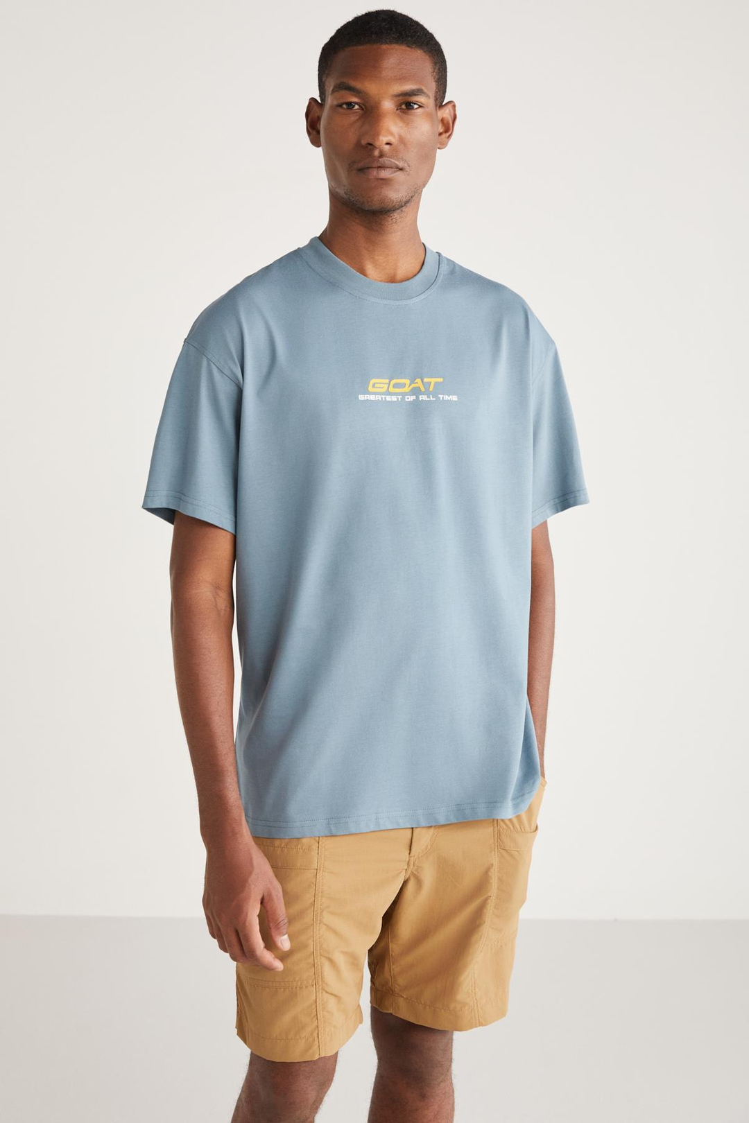 CROSBY Basic Oversize Mavi Tekli T-Shirt