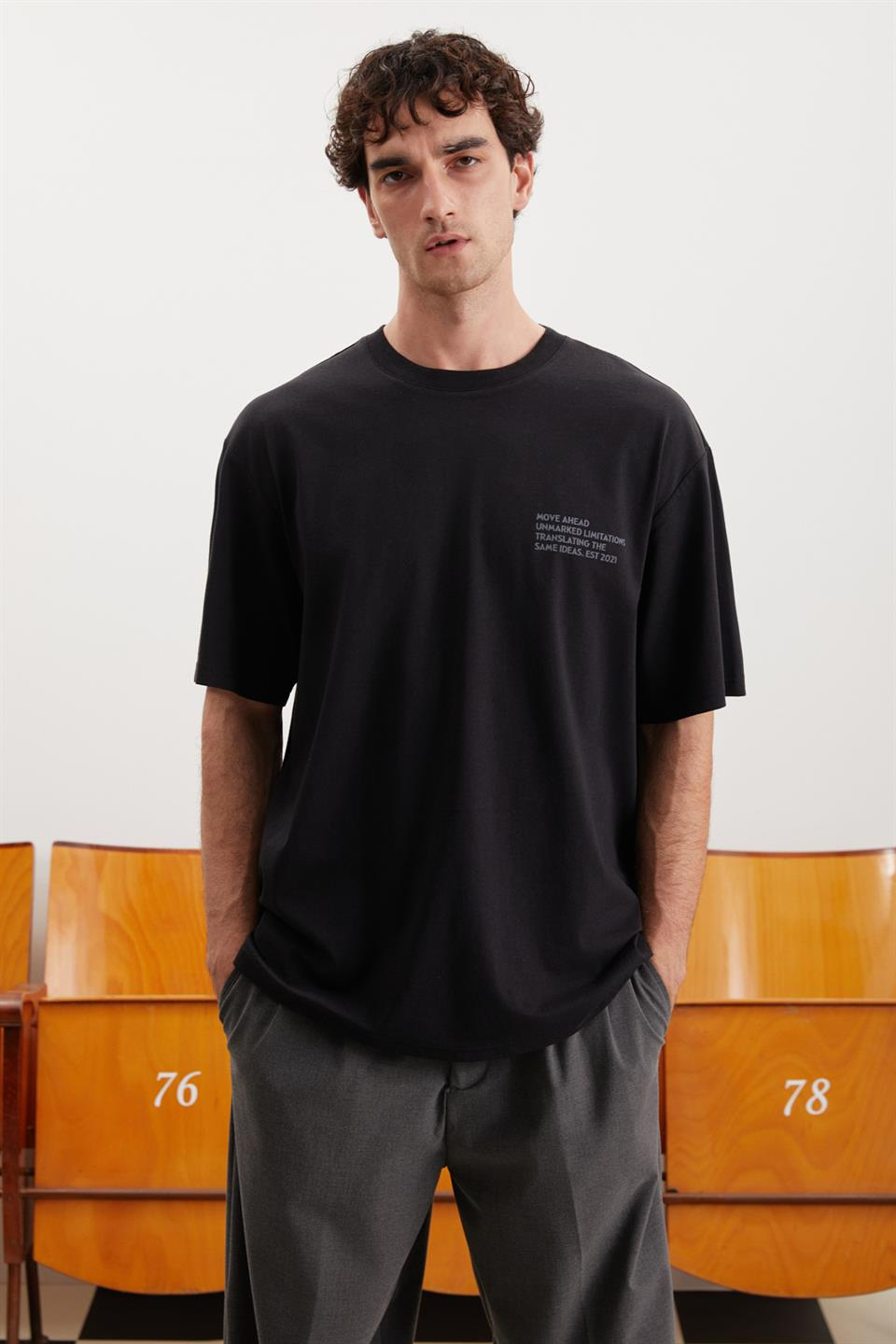 DARELL Örme Relaxed Siyah  T-Shirt