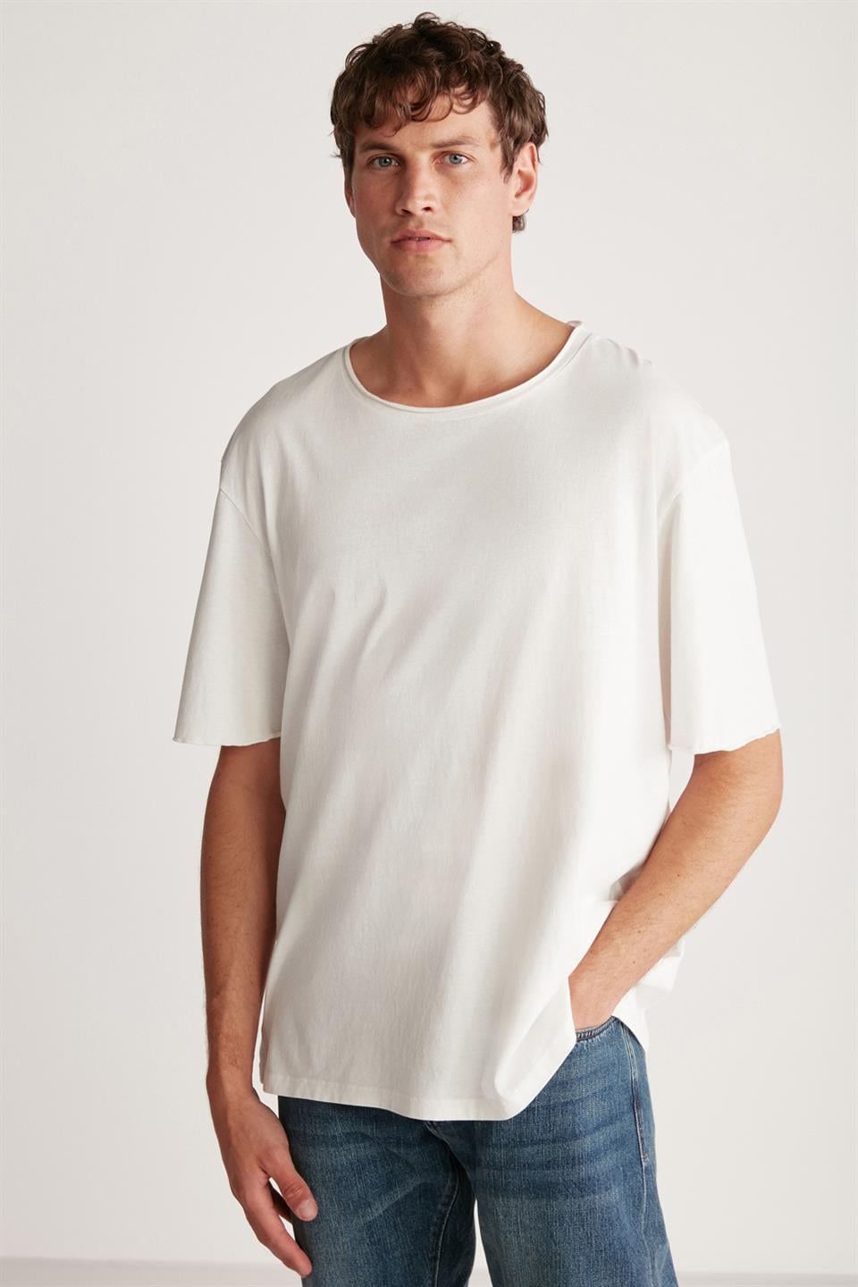 DAVINSON Örme Oversize Beyaz  T-Shirt
