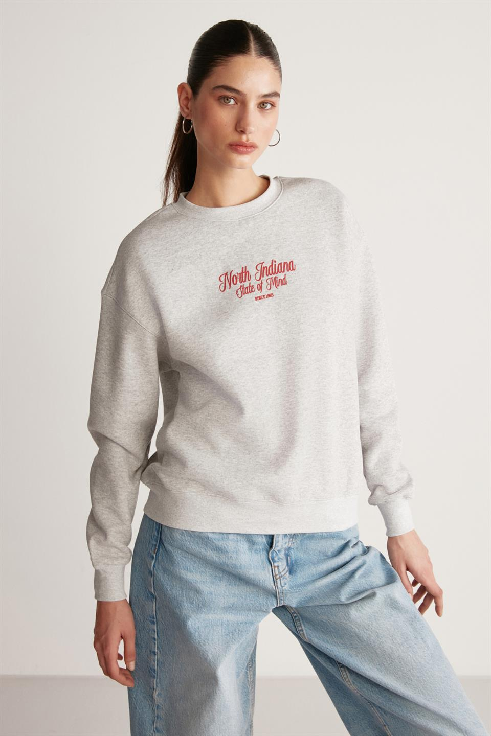 DEBRA Örme Oversize Grimelanj  Sweatshirt