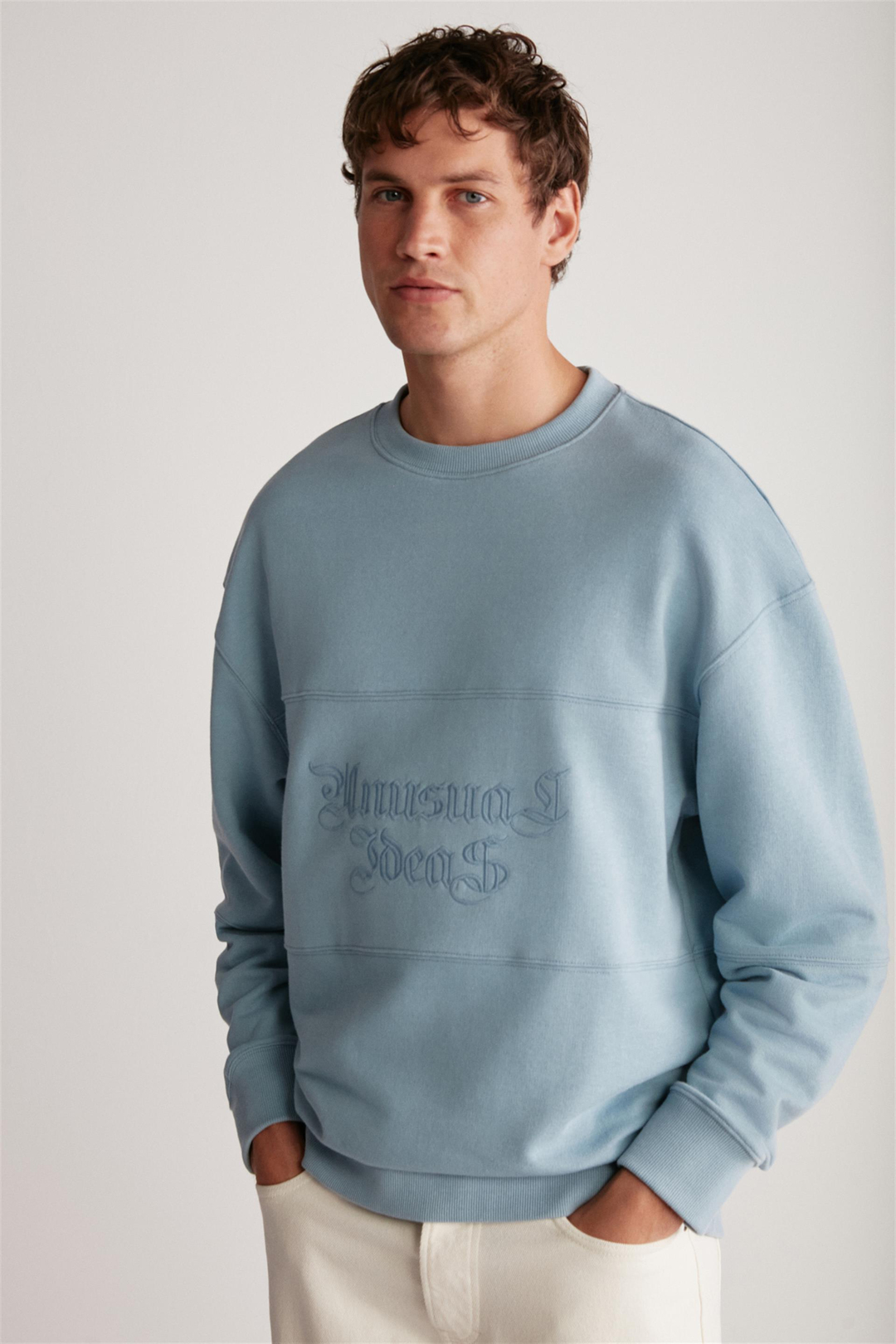 DRAGO Örme Regular Mavi Tekli Sweatshirt