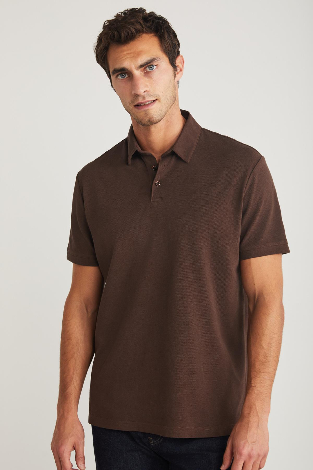 EDDIE  Relaxed Acı Kahve Tekli Polo Yaka T-shirt