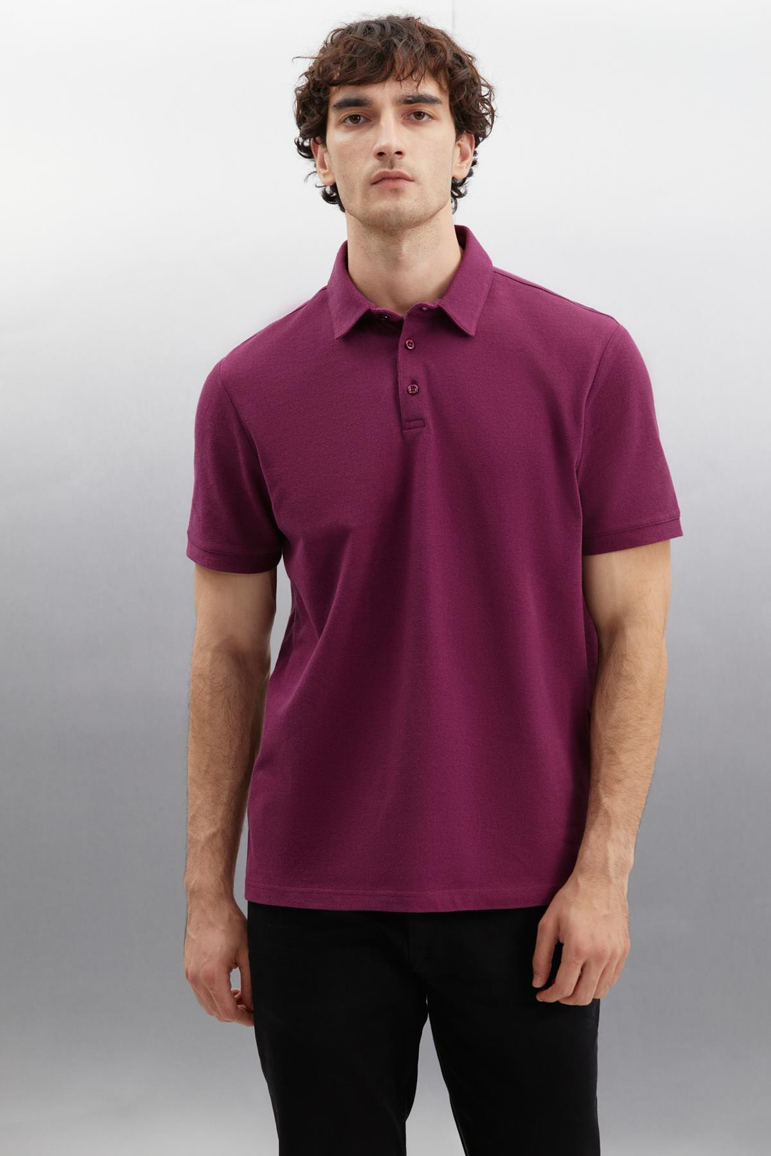 EDDIE  Relaxed Bordo Tekli Polo Yaka T-shirt