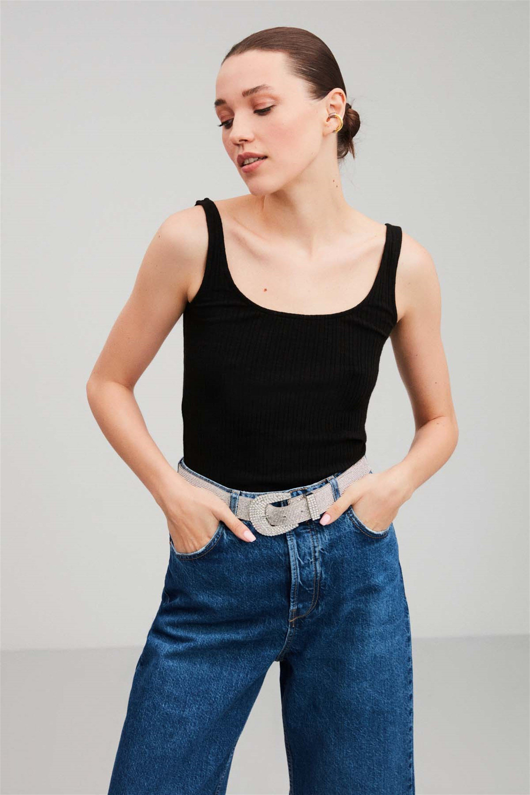 ELENA Örme Fitted Siyah  Atlet