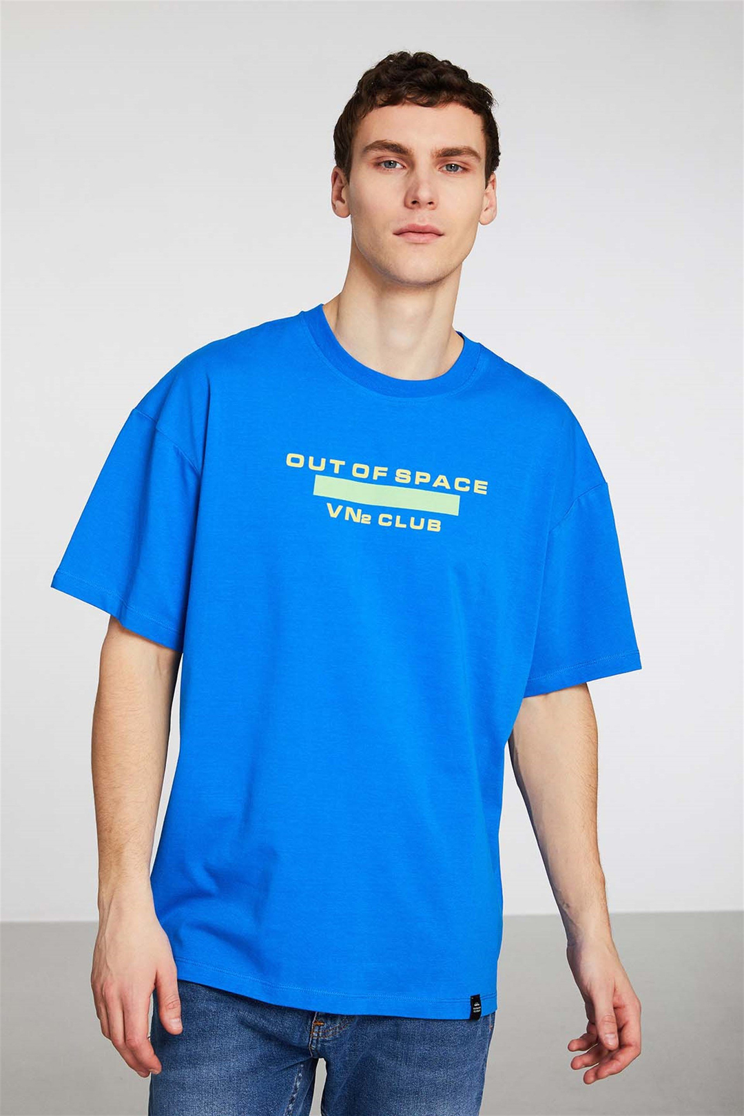 EXPLORE Örme Oversize Mavi  T-Shirt