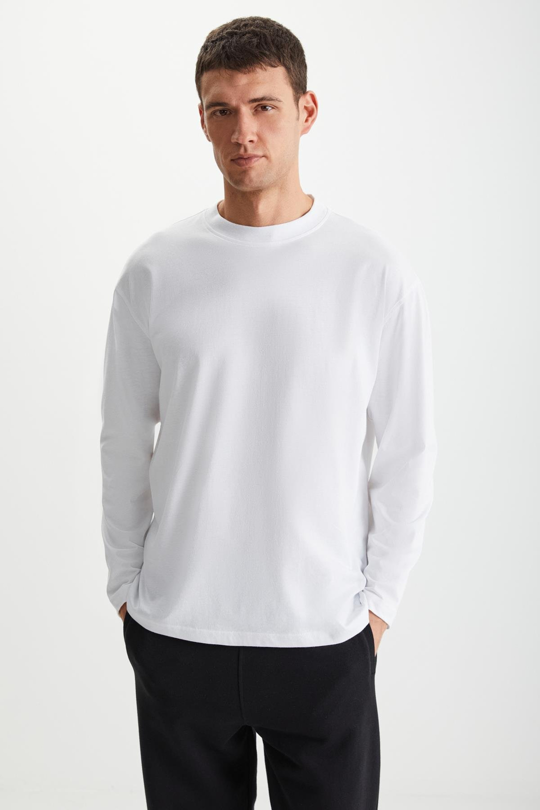 EZRA  Oversize Beyaz Tekli T-Shirt