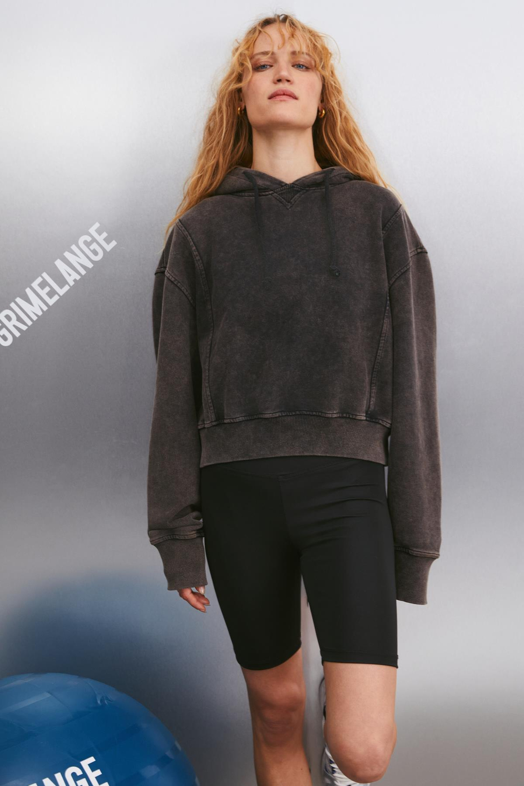 FANNIE Kadın Yıkama Efektli Oversize 3 İplik Örme Organik Pamuk Kapüşonlu Siyah Sweatshirt