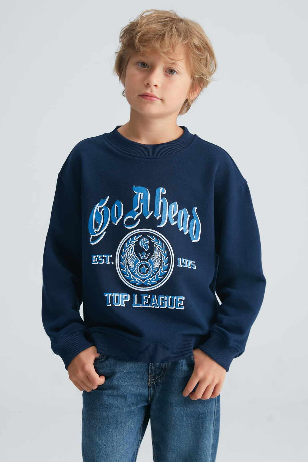 FERNEY Erkek Çocuk Pamuk-Polyester Navy Sweatshirt