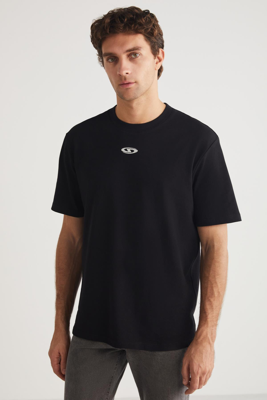 FERRAN Basic Regular Siyah Tekli T-Shirt