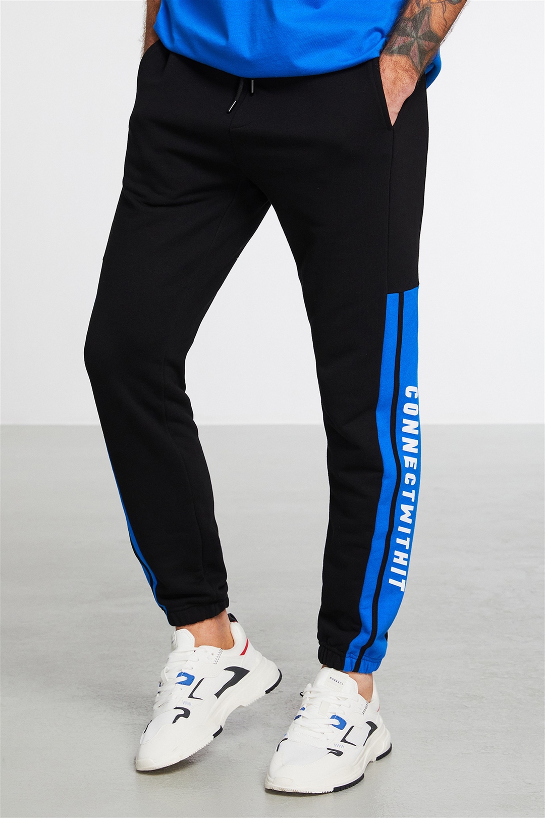 FINISH OFF Erkek Siyah Baskılı  Comfort Fit Eşofman Altı