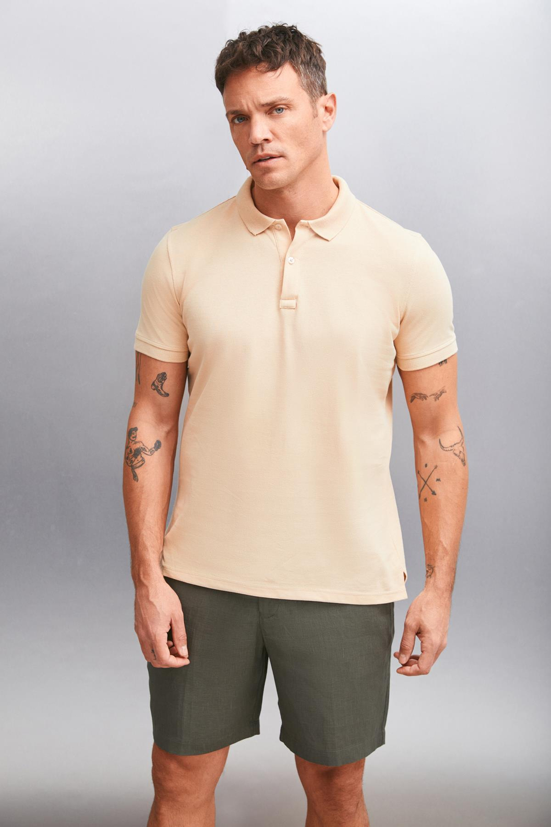FORET  Regular Bej Tekli Polo Yaka T-shirt