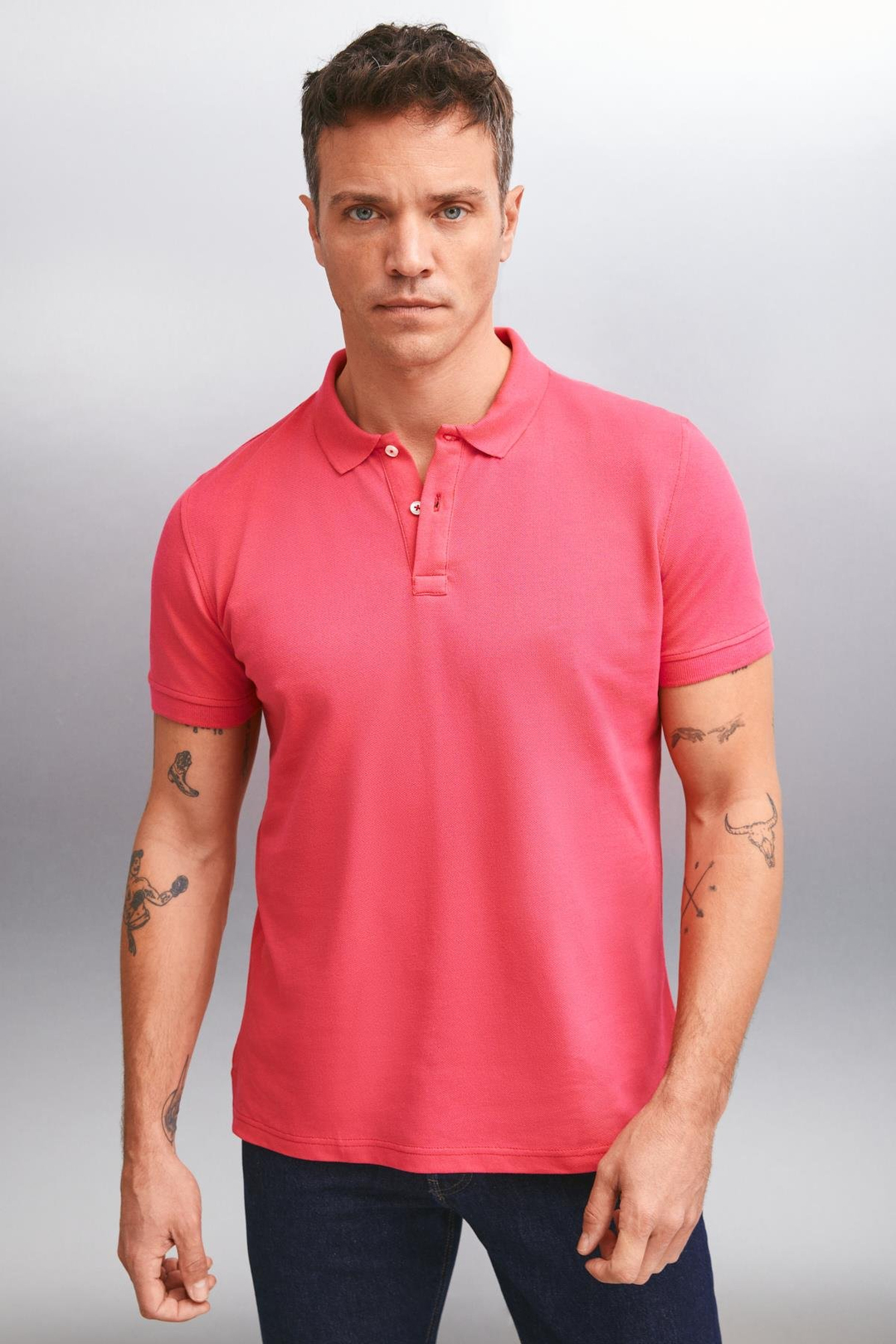 FORET  Regular Fuşya Tekli Polo Yaka T-shirt
