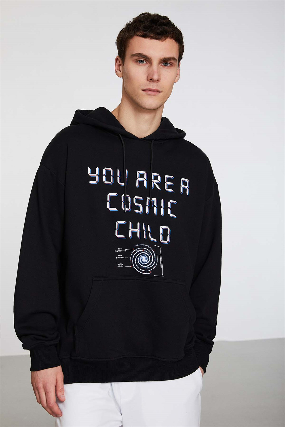 GIVE ME SPACE GALAKTICOS Örme Oversize Siyah  Sweatshirt