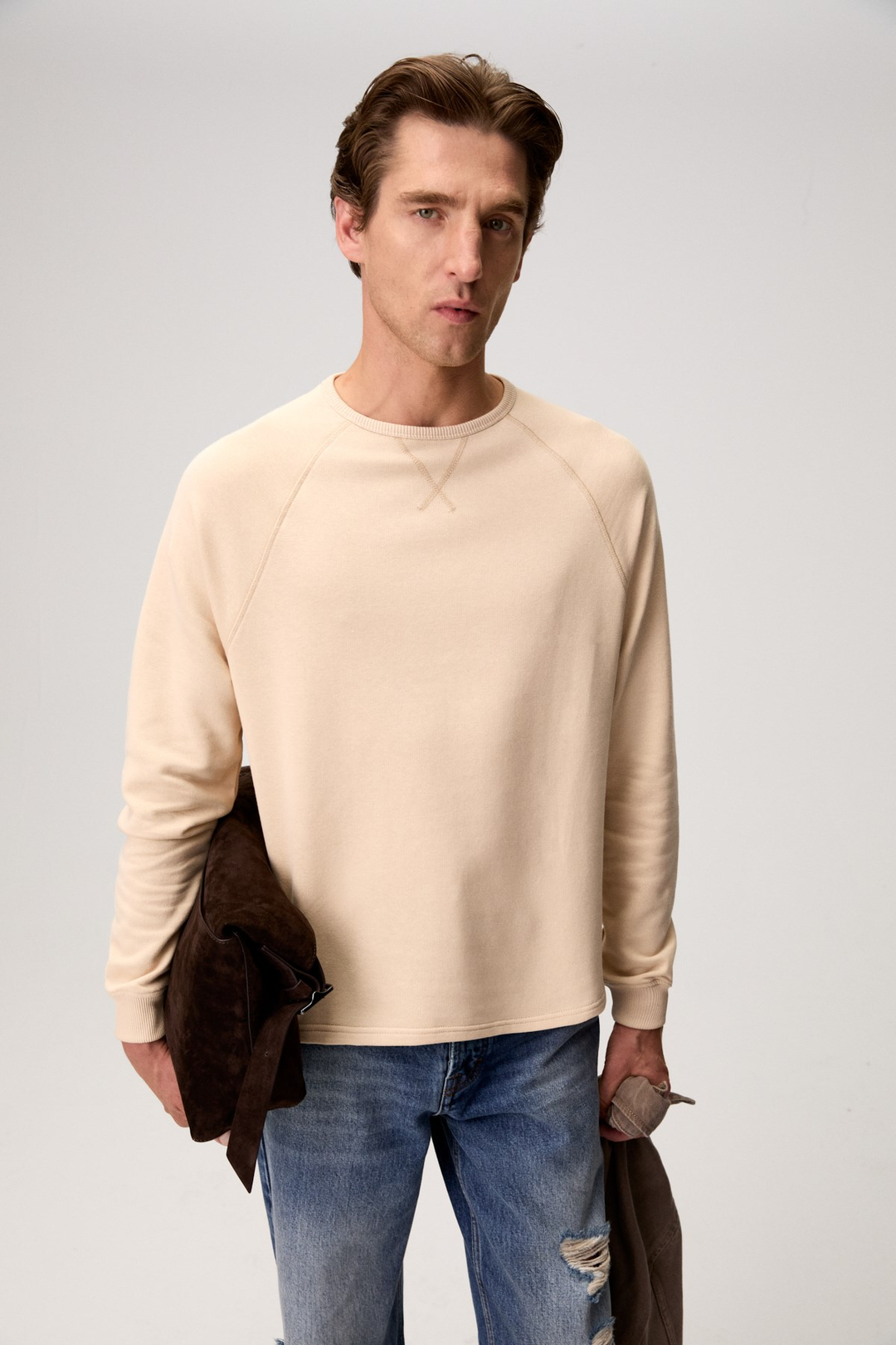 GORMAK Erkek Uzun Kollu Vizon - Bej Sweatshirt