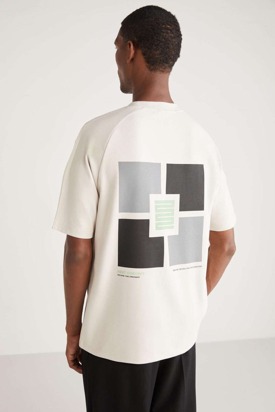 GRAHAM Basic Oversize Gri Tekli T-Shirt