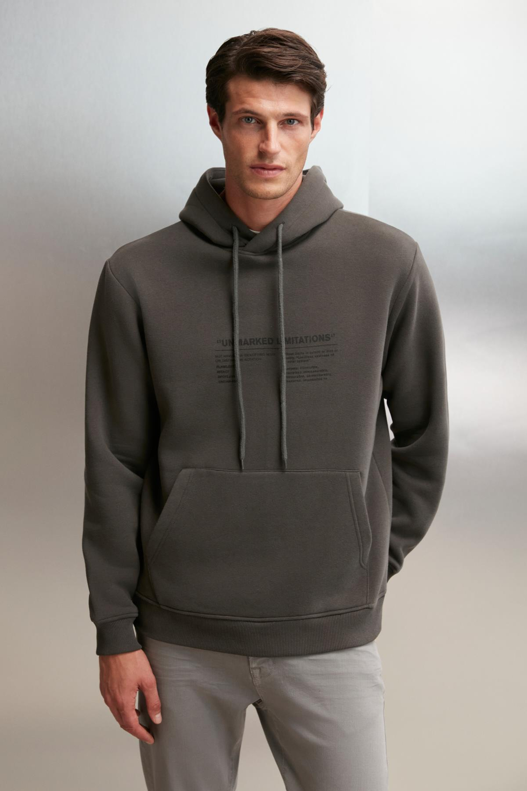 HAMILTON  Oversize Koyu Gri Tekli Sweatshirt