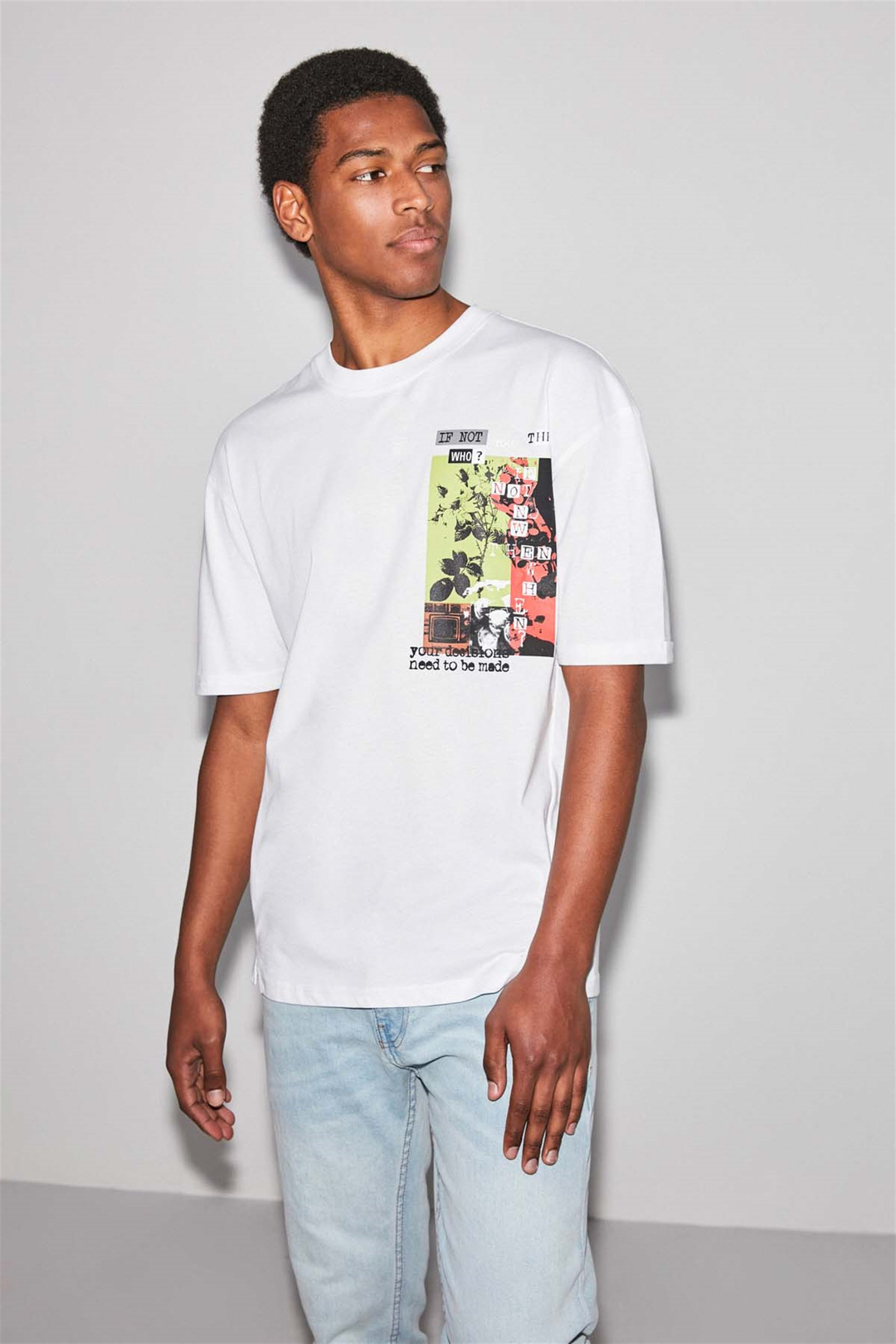 HARLEM Örme Comfort Fit Beyaz  T-Shirt