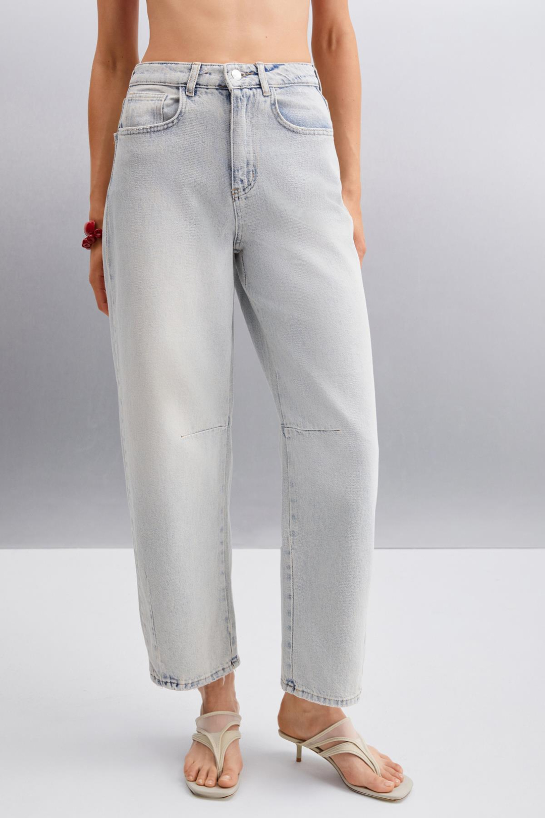 HELMI Regular Regular Gri Tekli Jeans