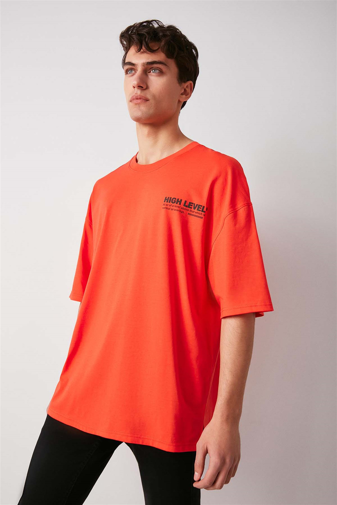 HİGH Örme Ekstra Oversize Kırmızı  T-Shirt