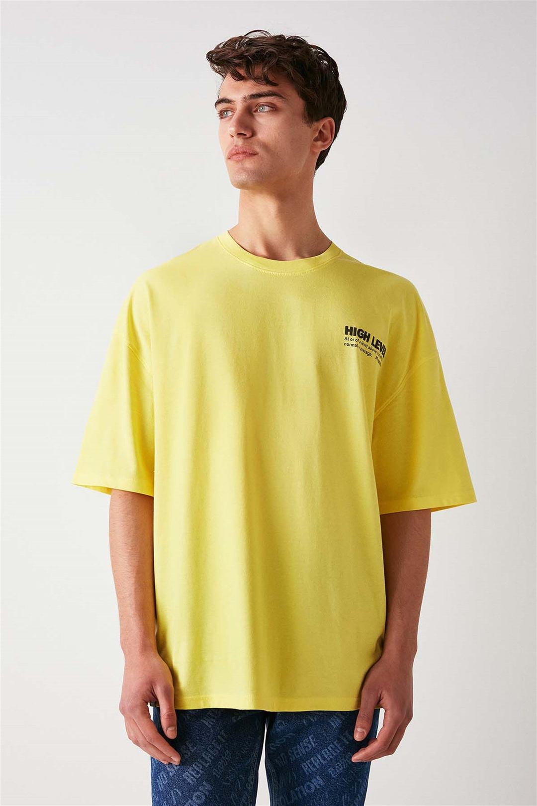 HİGH Örme Ekstra Oversize Sarı  T-Shirt