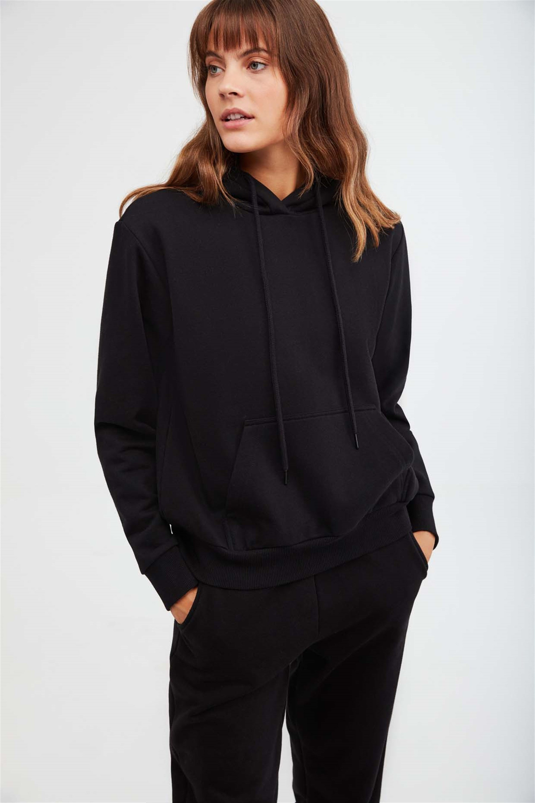 JANE Örme Comfort Fit Siyah  Sweatshirt