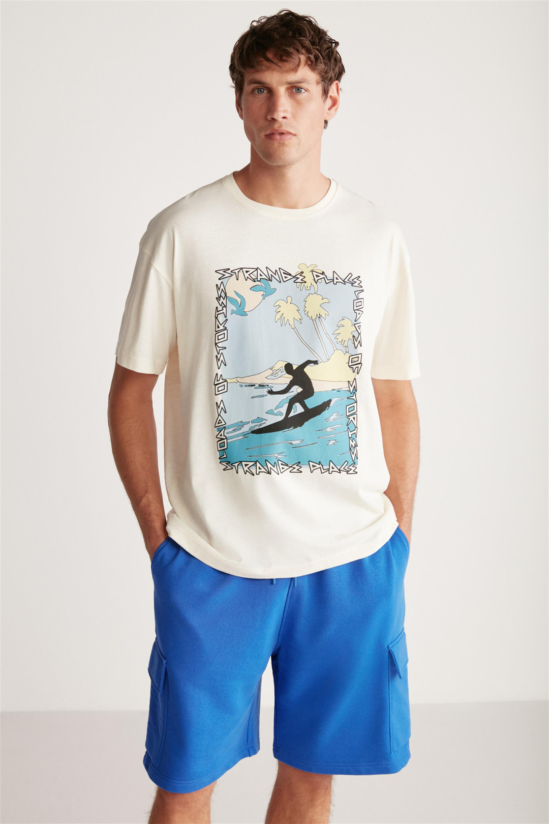 JEROME Örme Oversize Vanilya Tekli T-Shirt