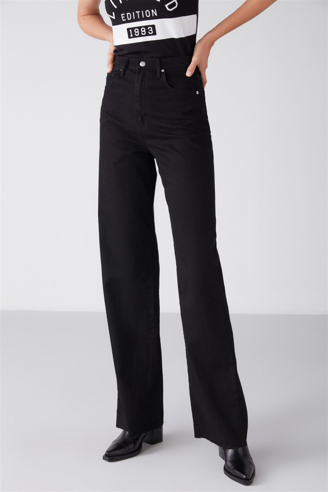JULIET Denim Wide Leg Siyah  Jeans