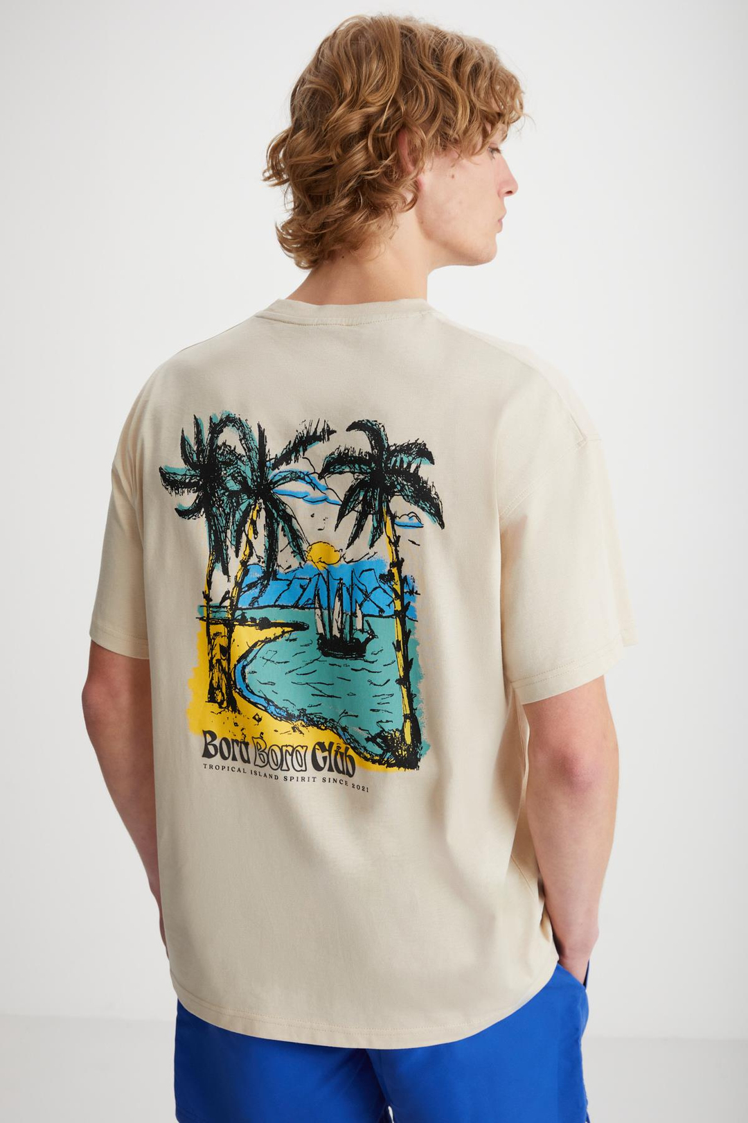 KAISEN Basic Regular Bej Tekli T-Shirt