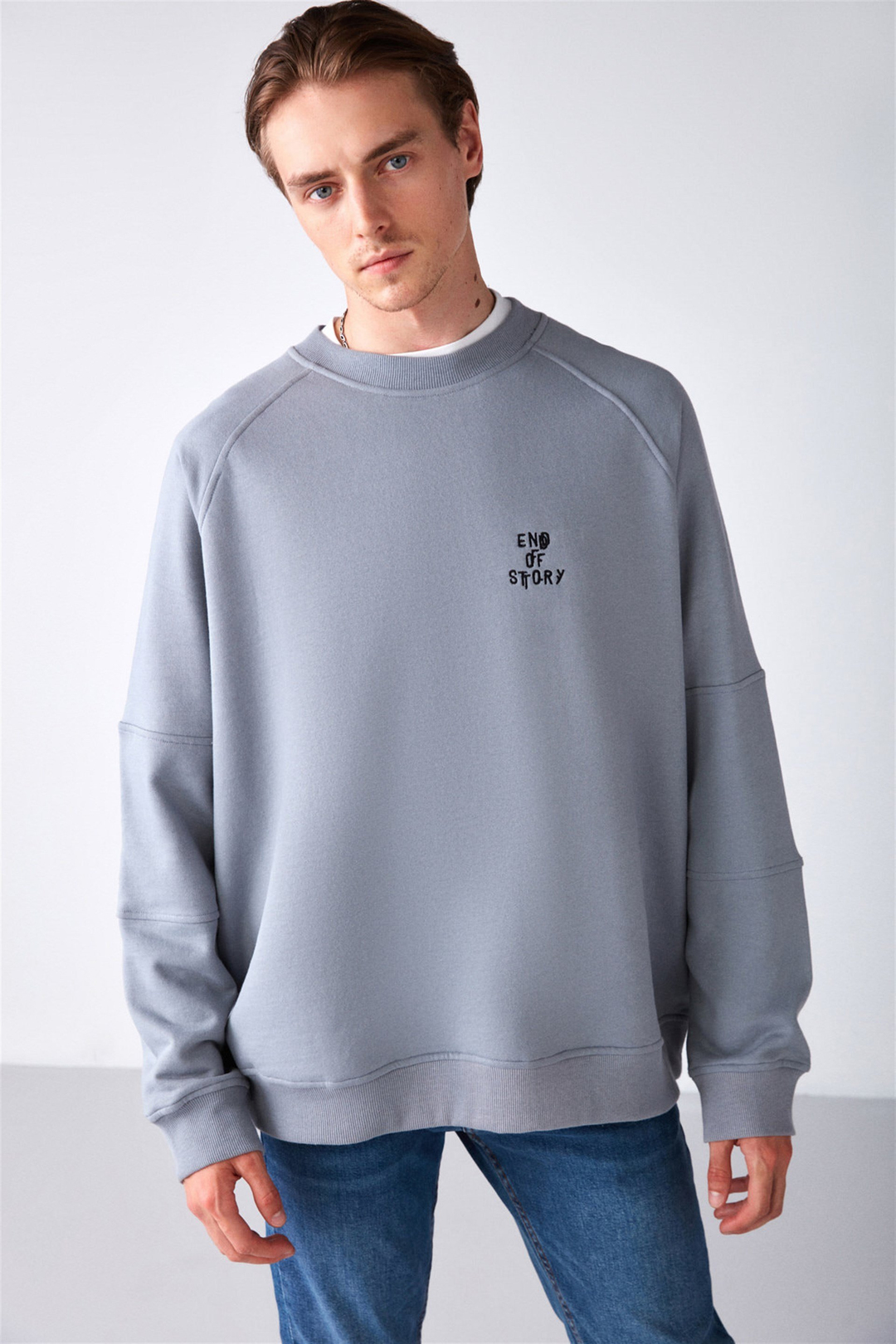 KATMAI Örme Oversize Açık Gri  Sweatshirt