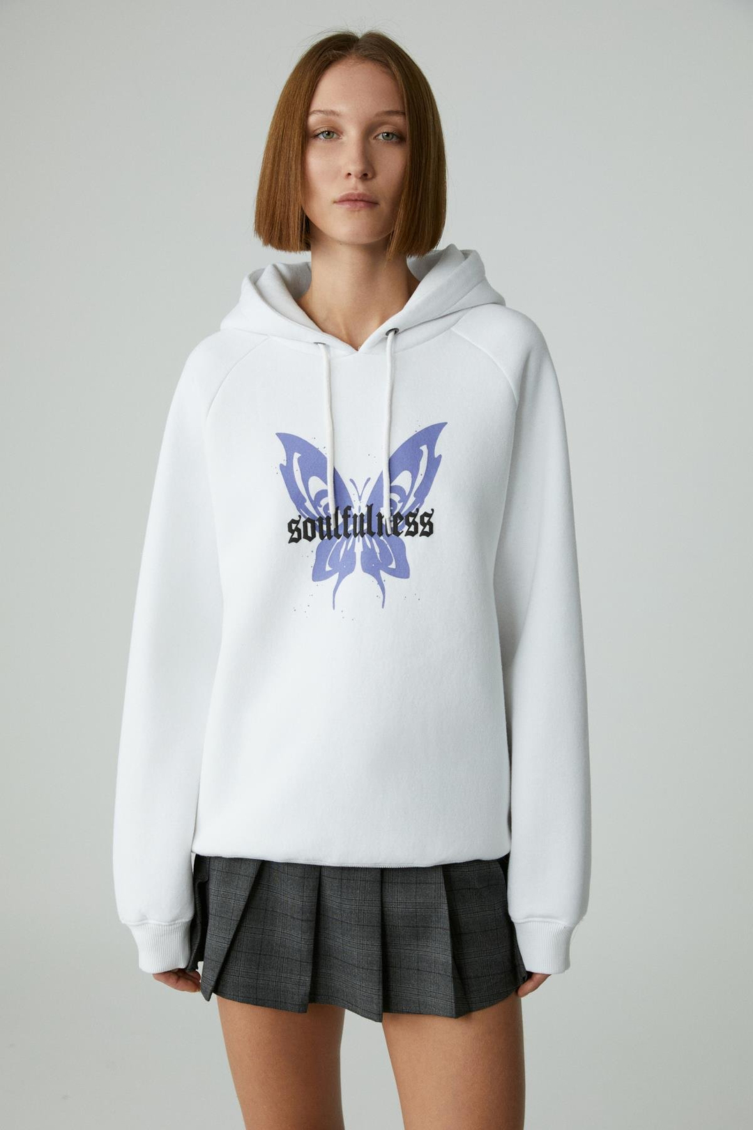 LAMARI Kadın Oversıze Şardonlu Kapüşonlu Beyaz Sweatshirt