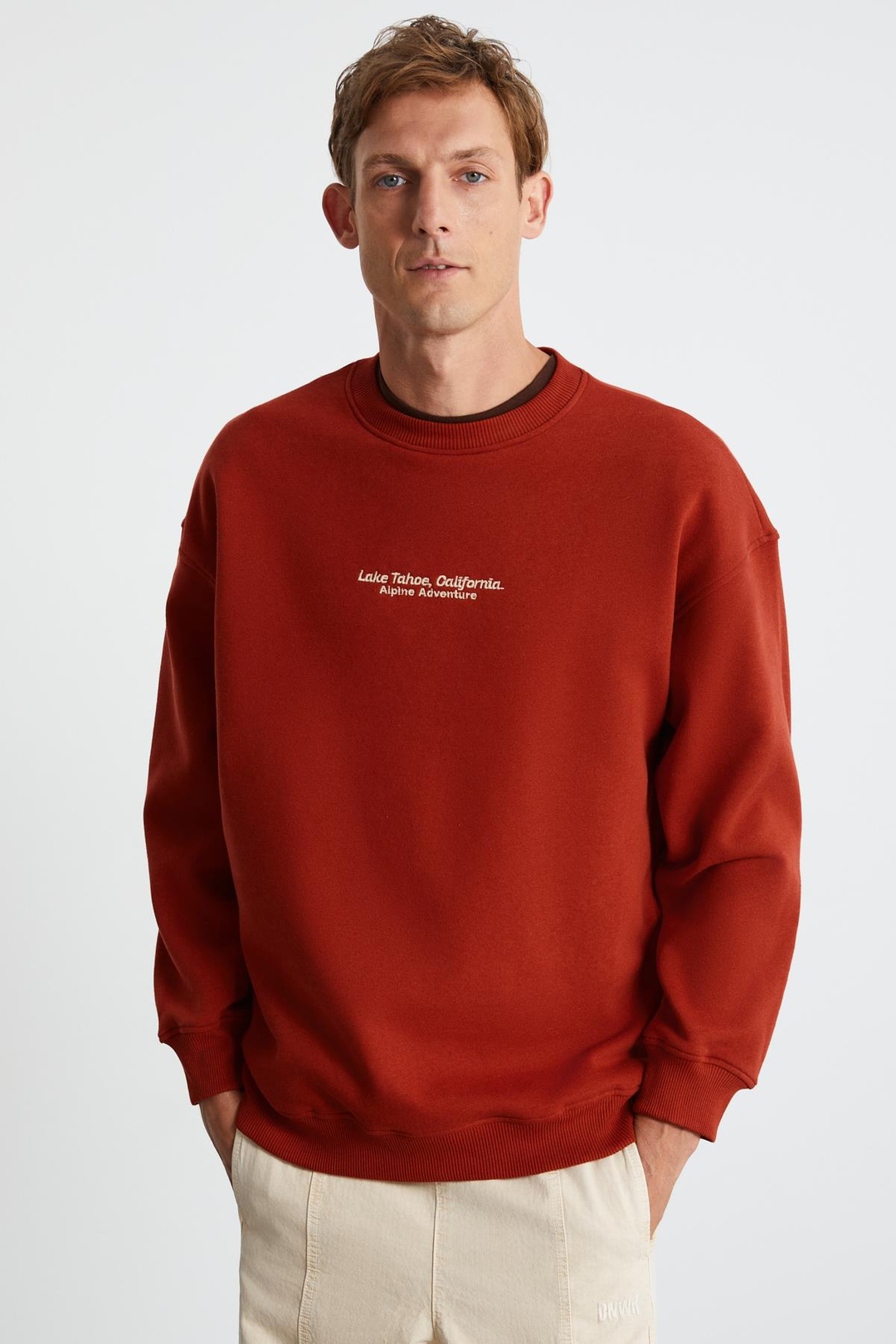 LAMPARD  Oversize Kiremit Rengi Tekli Sweatshirt