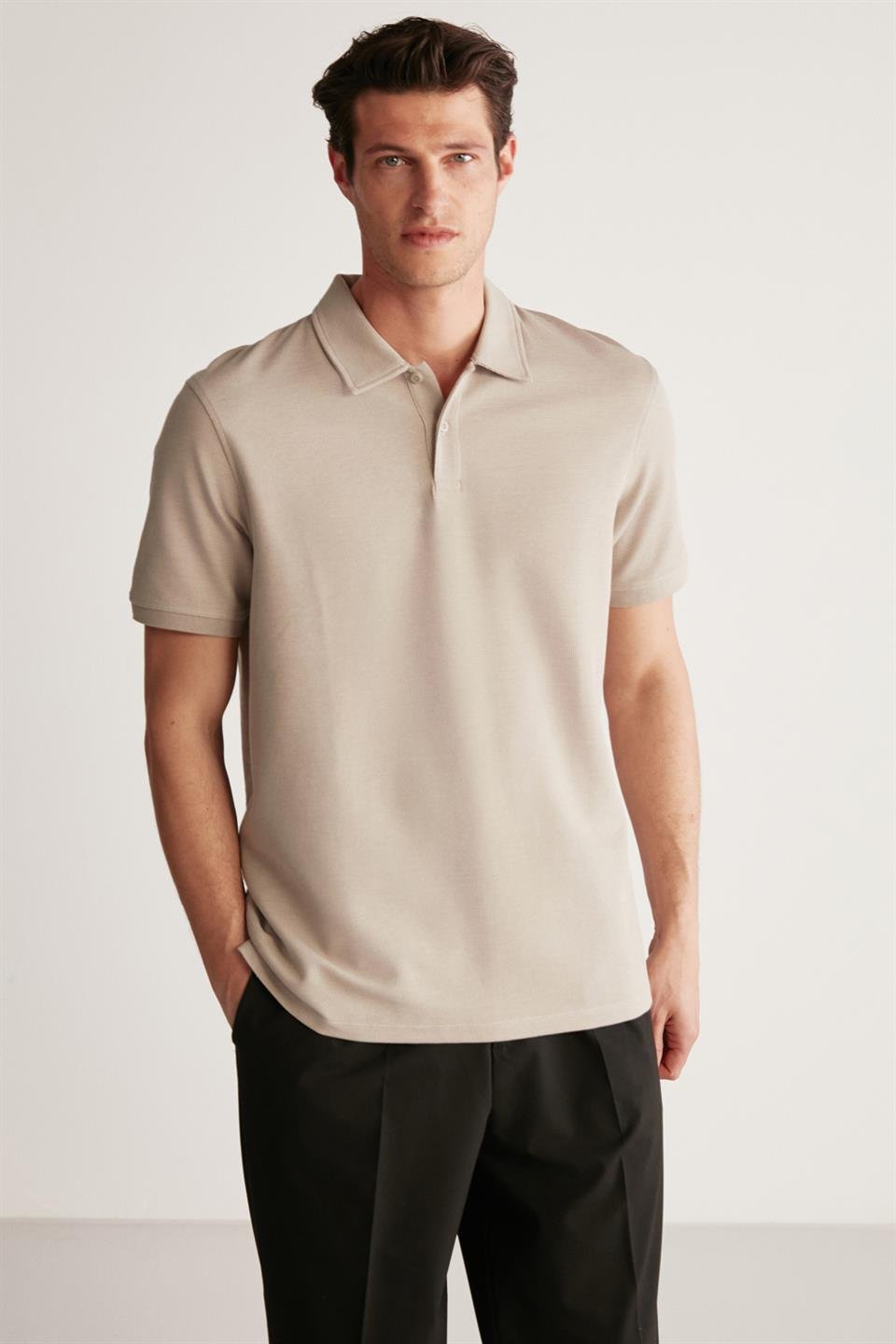 LAPORTE Örme Regular Taş Rengi  T-Shirt