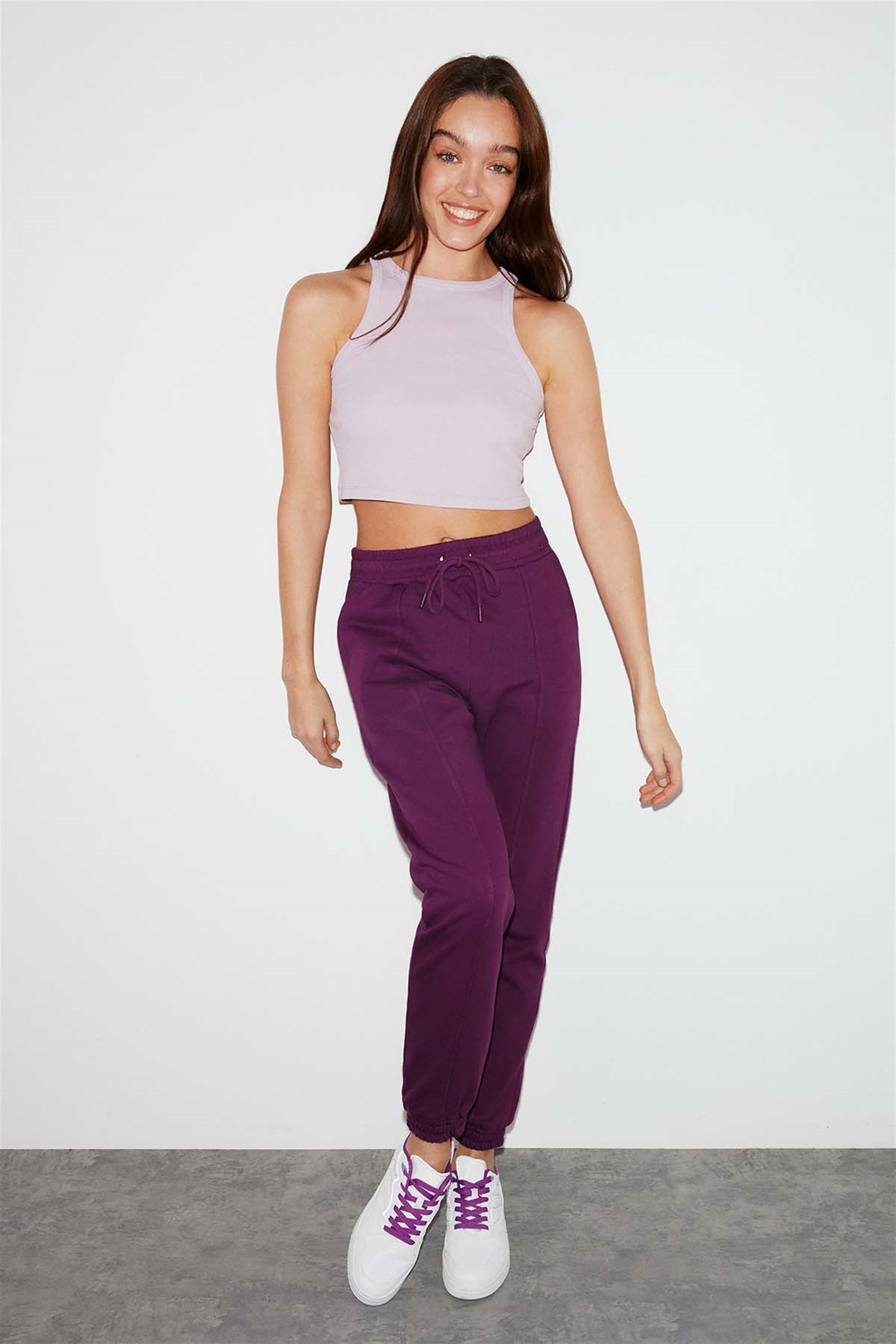 LAWRENCE Örme Comfort Fit Mor  Eşofman Altı