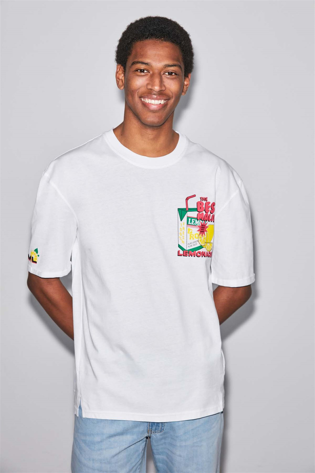 LEMONADE Örme Comfort Fit Beyaz  T-Shirt