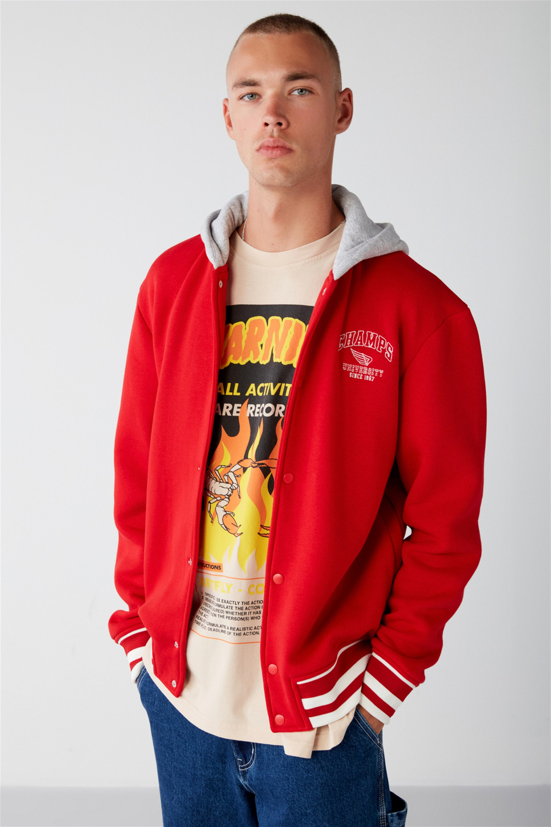 LEON Örme Oversize Kırmızı  Sweatshirt