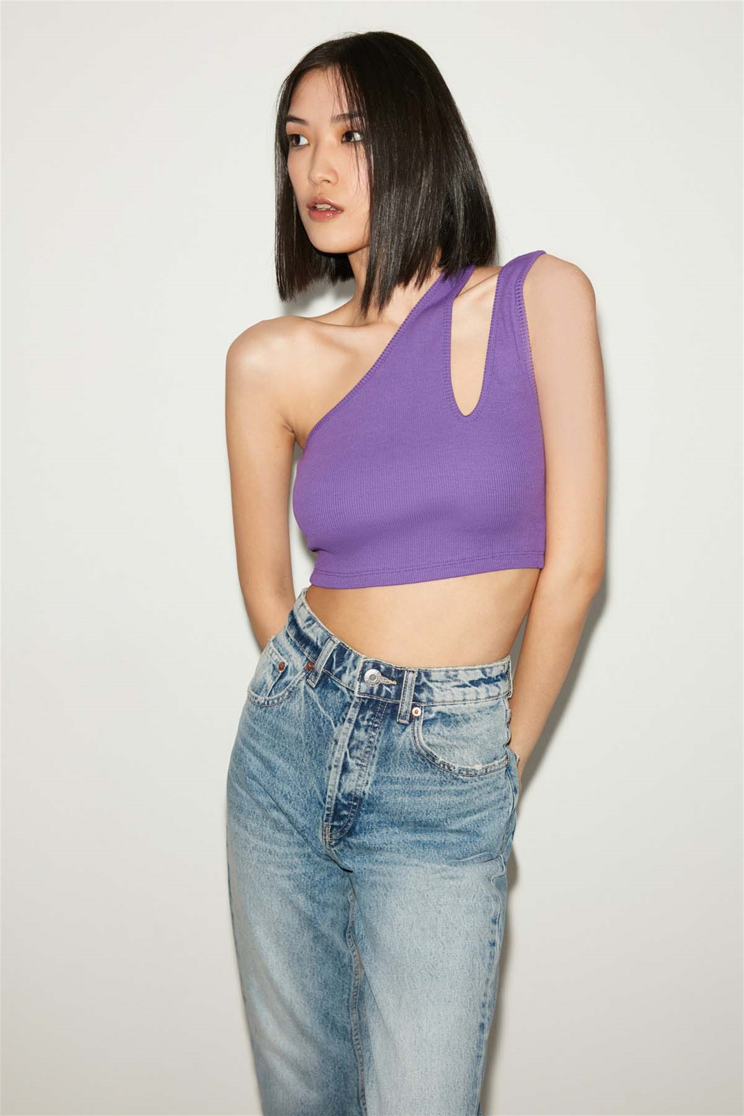 LİANA Örme Slim Fit Mor  Bluz