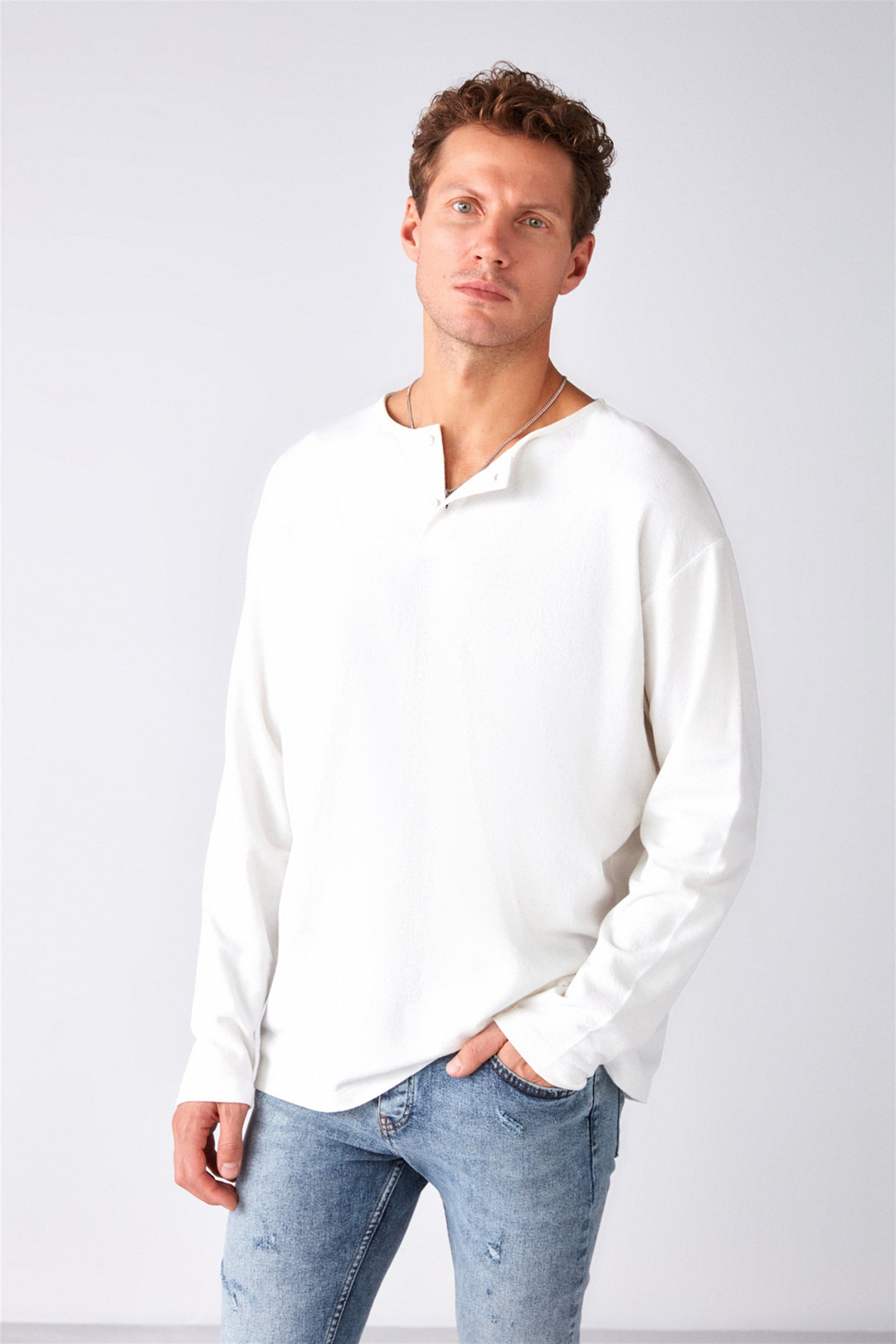 LORENZO Örme Regular Ekru  Sweatshirt