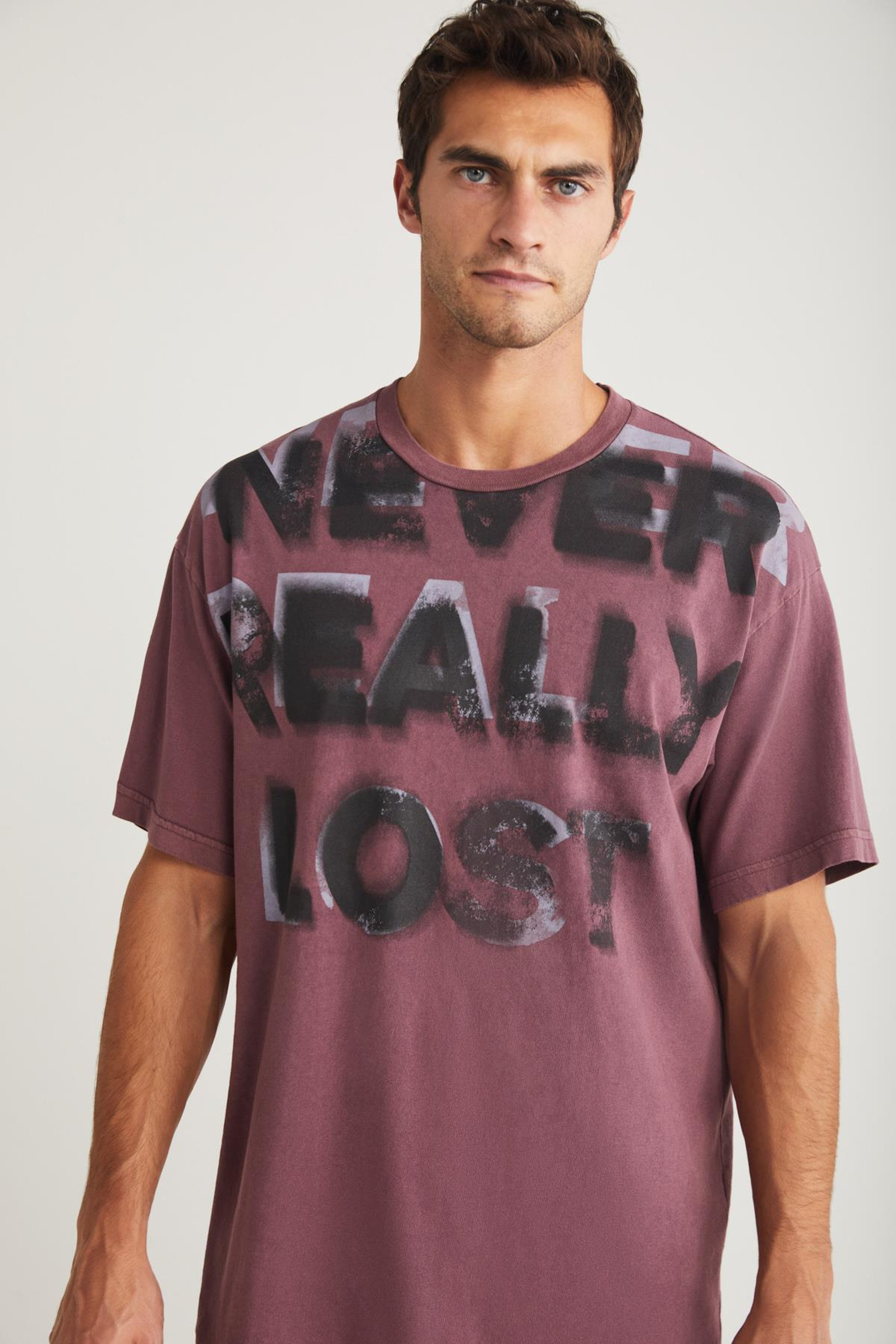 LUTHER Basic Oversize Mor Tekli T-Shirt