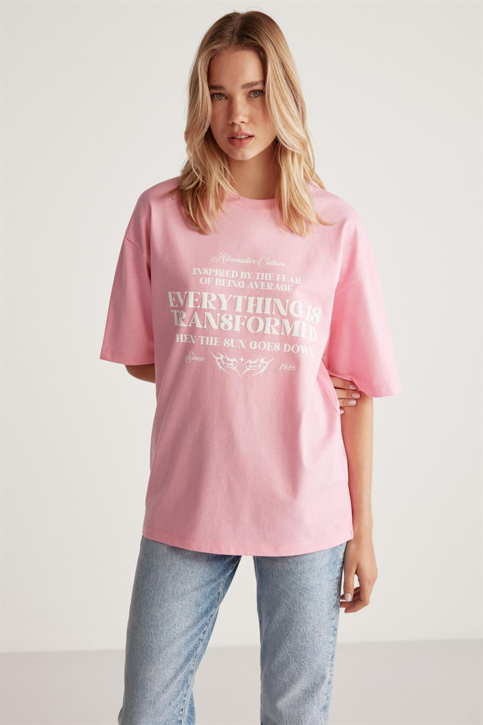 MADELINE Örme Oversize Pembe  T-Shirt